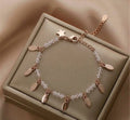 Rose Gold Crystal Charm Bracelet – Elegant Beaded Chain with Dangle Accents