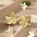 Gold Plated Floral Stud Earrings for Women | Elegant Flower Design Minimalist Jewelry | Lightweight Everyday Earrings