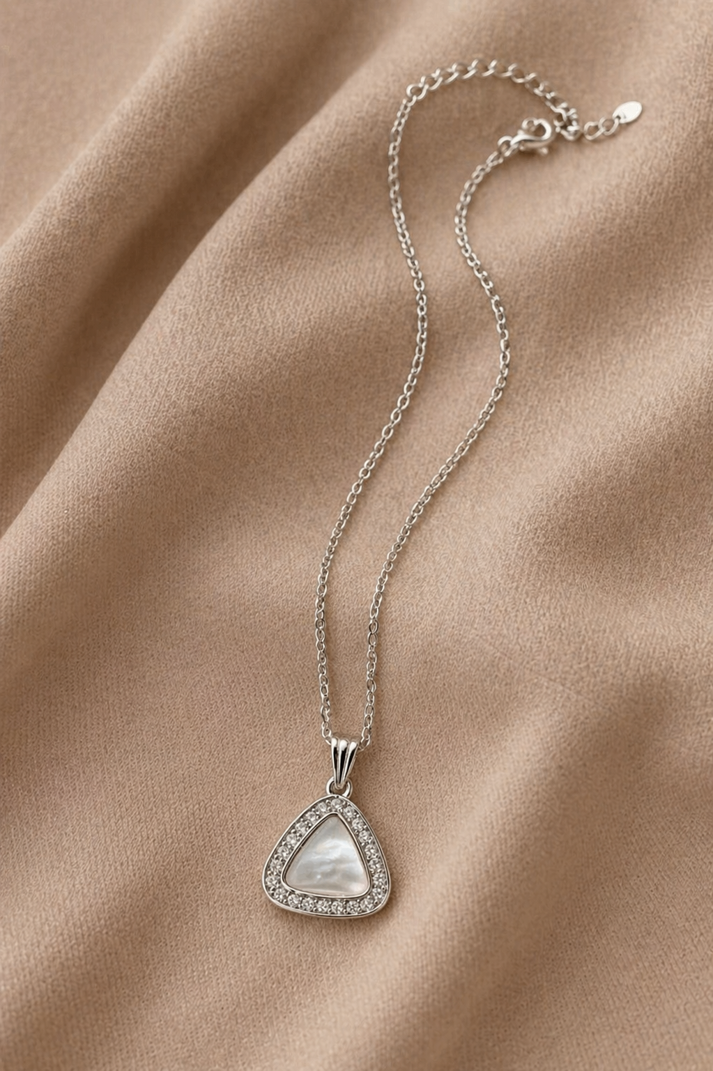 Elegant Silver Triangle Pendant Necklace for Women – Minimalist Crystal Jewelry