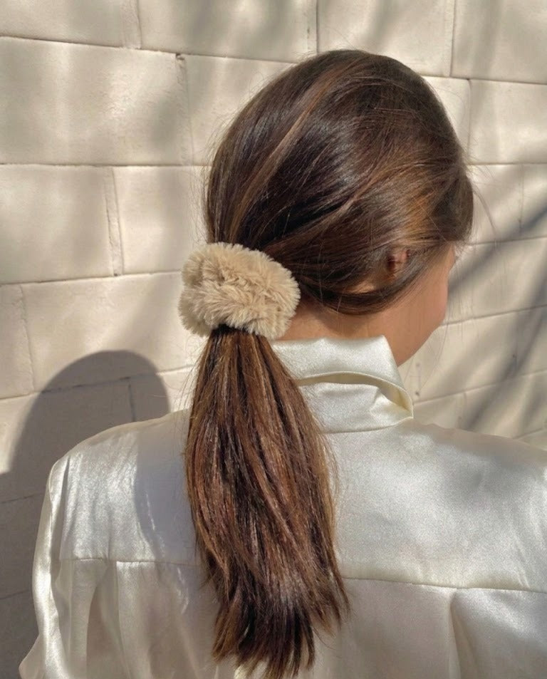 Fluffy Faux Fur Scrunchies -Soft Plush Hair Ties(Any 2 random colors)