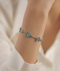 Butterfly Charm Bracelet – Blue Enamel Crystal Design | Adjustable Silver Chain Jewelry for Women